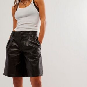Free People Alandale vegan faux leather Bermuda trouser Shorts size 6